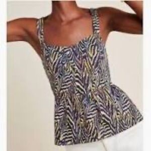 Anthropologie Jaime Zebra Peplum Top. Size Medium